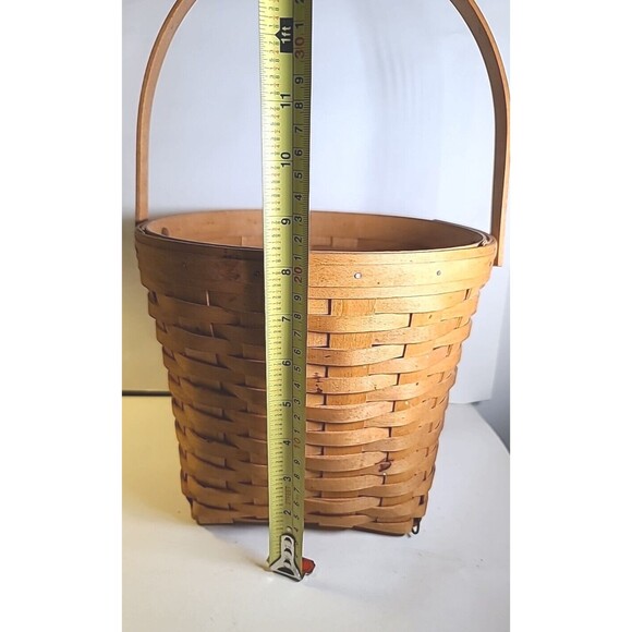 Vintage 2000 Longaberger Handled Basket Medium 10" Diameter X 9" Deep - Picture 5 of 9